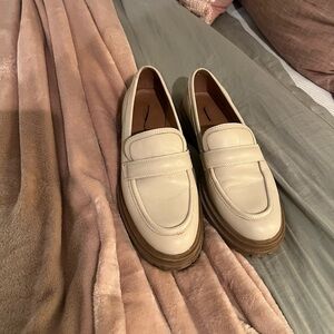 Madewell Cream Loafers with Brown Soles